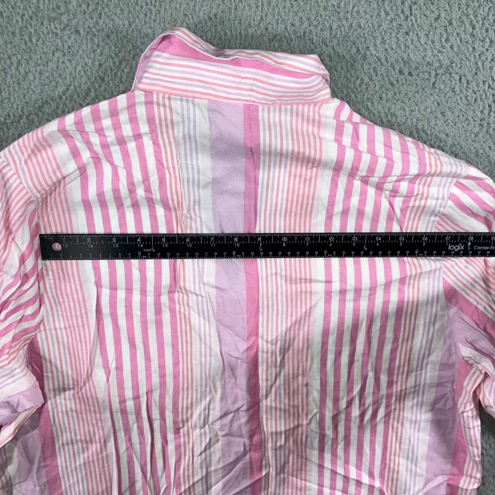 Victorias Secret PINK Pajama Top Women XL Button Front Long Stripped Long Sleeve - Picture 7 of 9